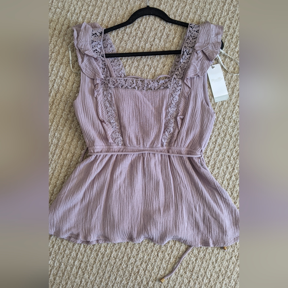 Miss Me Purple Muslim Ruffled Peplum Tank Top